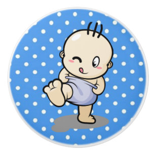 Ceramic Knob/Cute Baby with Polka Dots Knob