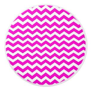 Ceramic Knob/Hot Pink Chevron Knob