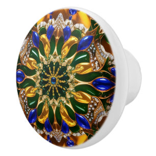 Ceramic knob pull with Brazil Colours