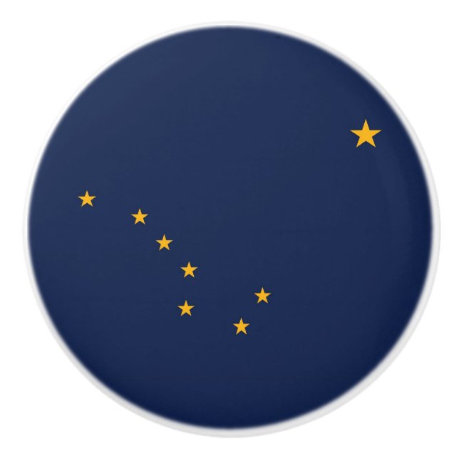 Ceramic knob pull with flag of Alaska, USA (Front)