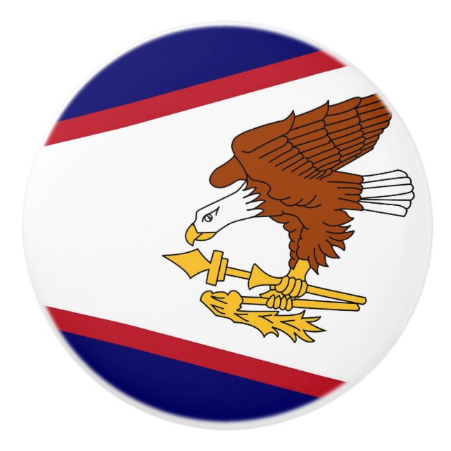 Ceramic knob pull with flag of American Samoa, USA (Front)