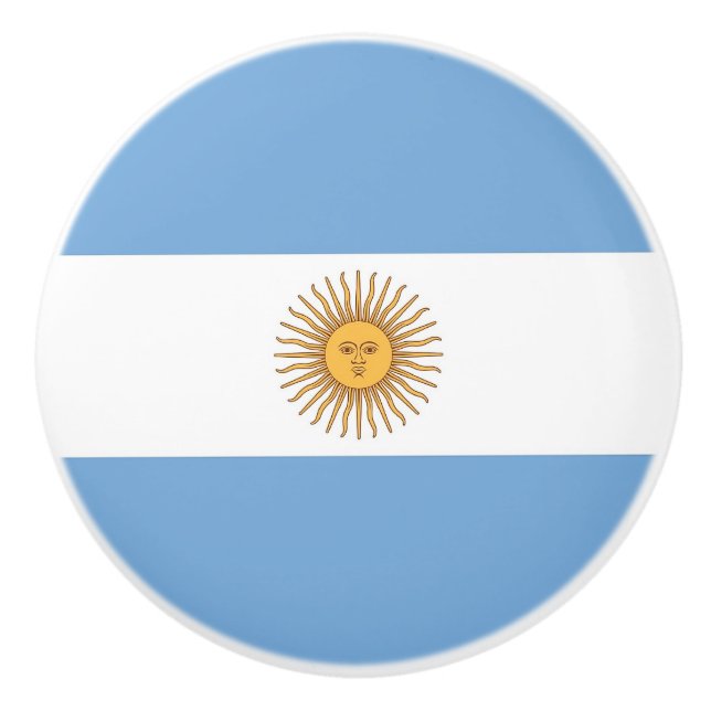 Ceramic knob pull with flag of Argentina (Front)