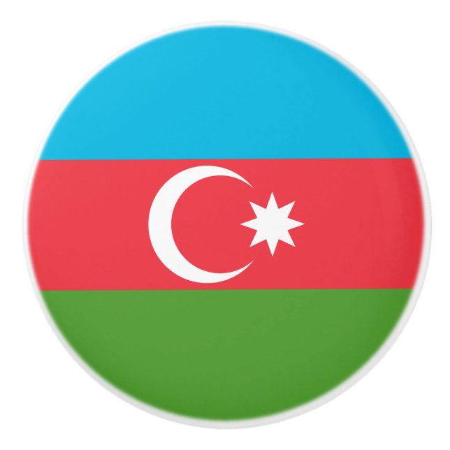 Ceramic knob pull with flag of Azerbaijan (Front)