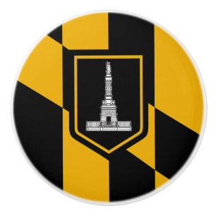 Ceramic knob pull with flag of Baltimore, USA