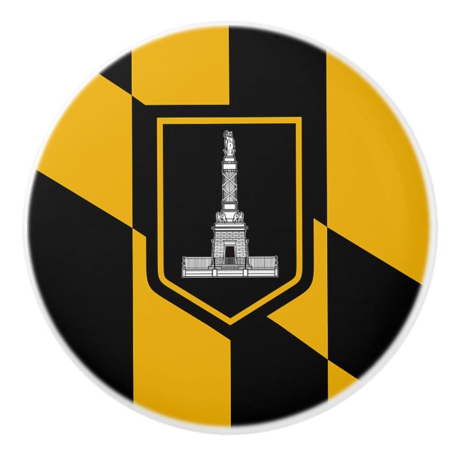 Ceramic knob pull with flag of Baltimore, USA (Front)