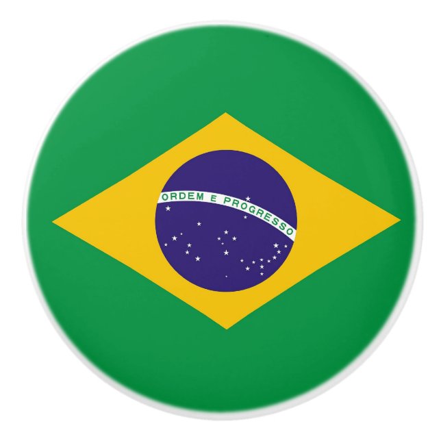 Ceramic knob pull with flag of Brazil (Front)