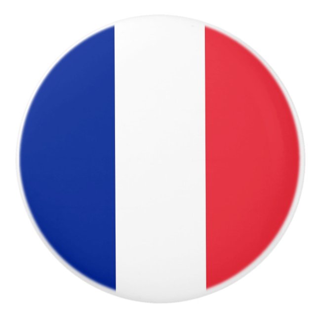 Ceramic knob pull with flag of France (Front)