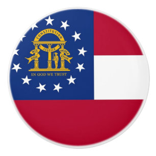 Ceramic knob pull with flag of Georgia, USA
