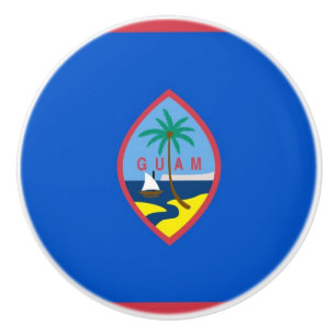 Ceramic knob pull with flag of Guam, USA