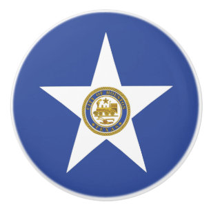 Ceramic knob pull with flag of Houston, USA
