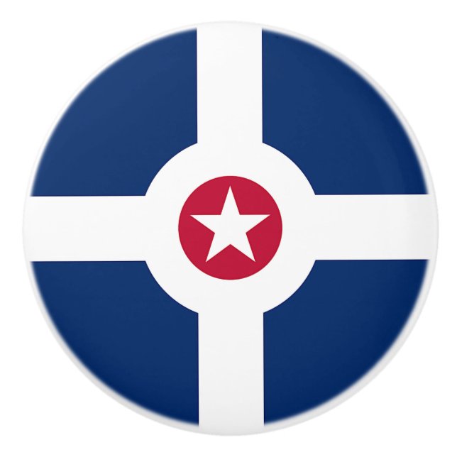 Ceramic knob pull with flag of Indianapolis, USA (Front)