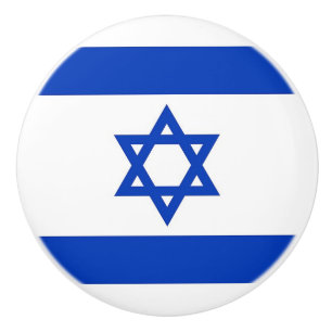 Ceramic knob pull with flag of Israel