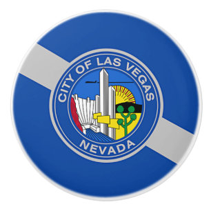 Ceramic knob pull with flag of Las Vegas, USA