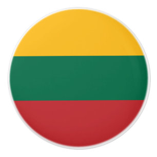 Ceramic knob pull with flag of Lithuania