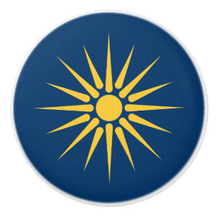 Ceramic knob pull with flag of Macedonia, Greece