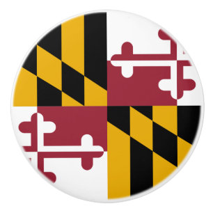 Ceramic knob pull with flag of Maryland, USA