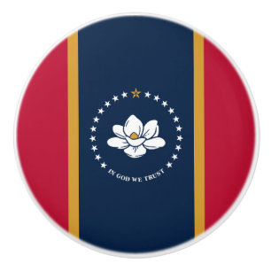 Ceramic knob pull with flag of Mississippi State