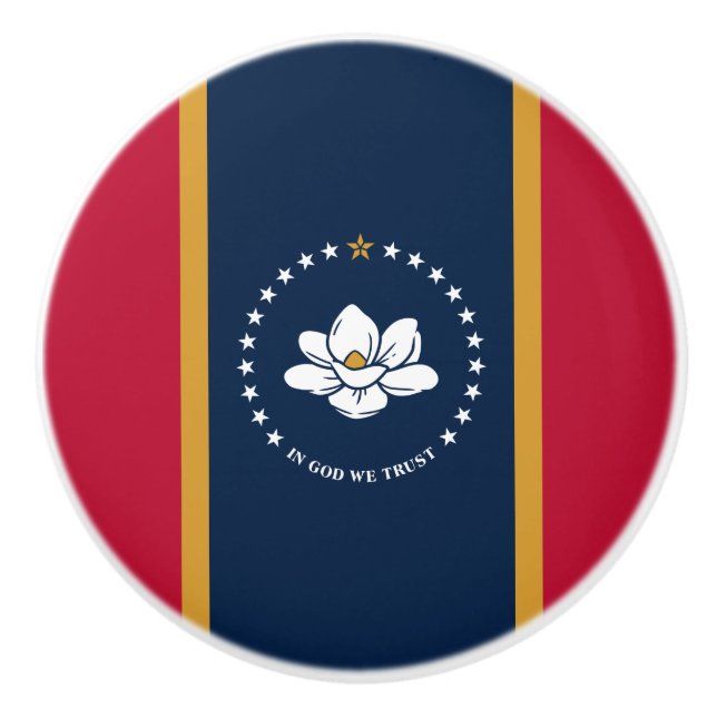 Ceramic knob pull with flag of Mississippi State (Front)