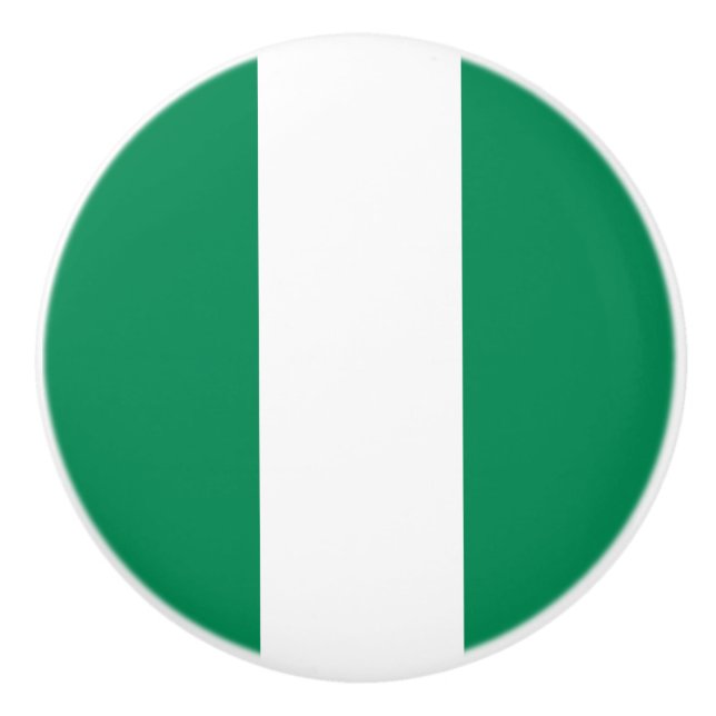 Ceramic knob pull with flag of Nigeria (Front)