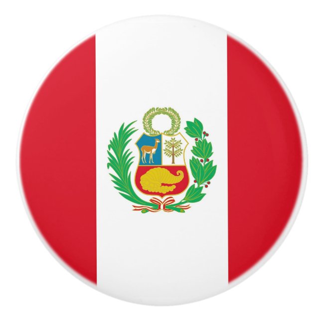 Ceramic knob pull with flag of Peru (Front)