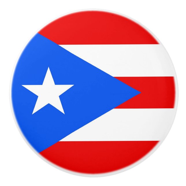 Ceramic knob pull with flag of Puerto Rico, USA (Front)