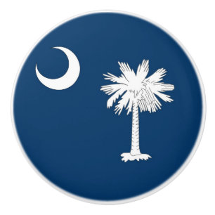 Ceramic knob pull with flag of South Carolina, USA