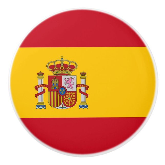 Ceramic knob pull with flag of Spain (Front)