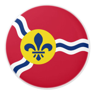 Ceramic knob pull with flag of St. Louis, Missouri