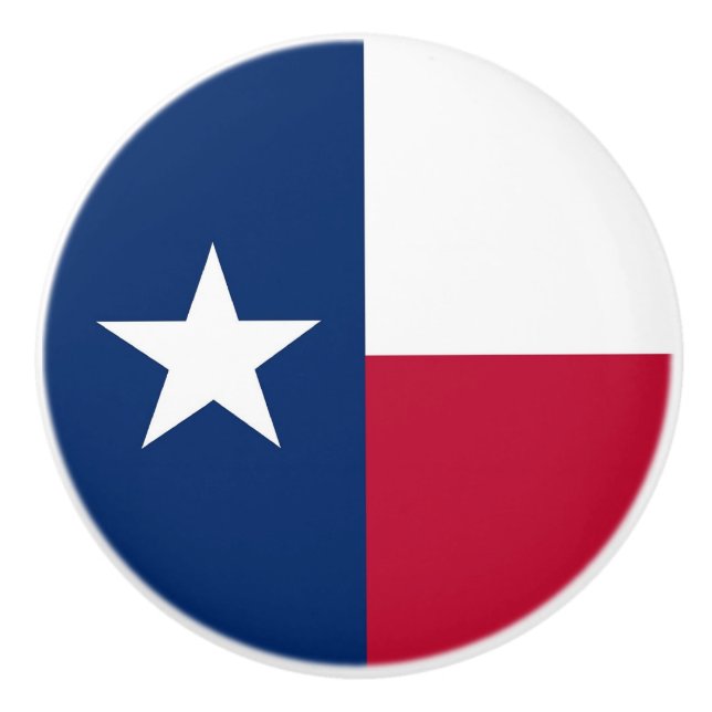 Ceramic knob pull with flag of Texas State, USA (Front)