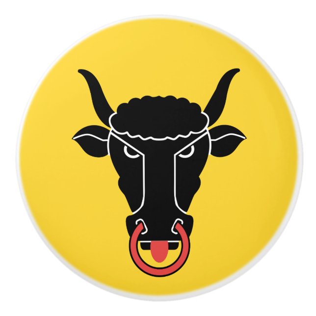 Ceramic knob pull with flag of Uri, Switzerland (Front)