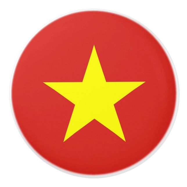 Ceramic knob pull with flag of Vietnam (Front)
