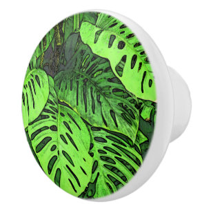 CERAMIC KNOB/SWISS CHEESE PLANT/PHOTOG./DIG. MANIP KNOB