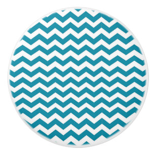 Ceramic Knob/Teal Chevron Knob