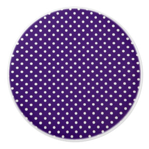 Ceramic Knob/White Polka Dots-Purple Background Knob