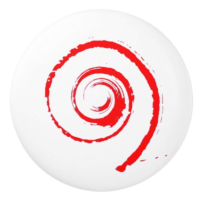 Ceramic Knob with Red Twirl (Front)