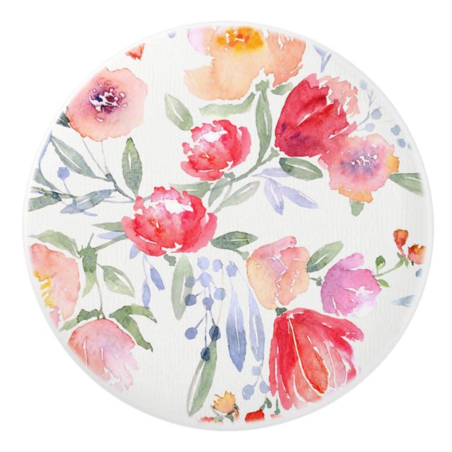 Ceramic Knobs - Peonies & Poppies Design2 (Front)
