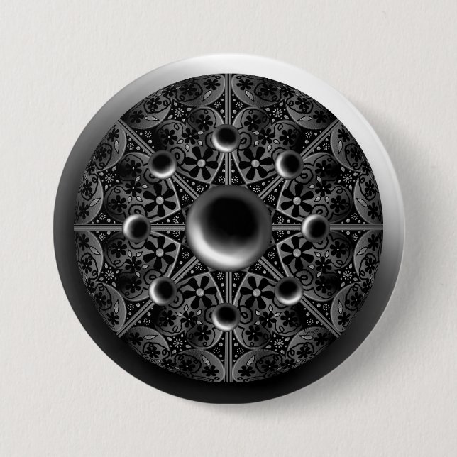 Ceramic Lace Black 7.5 Cm Round Badge (Front)