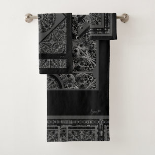 Ceramic Lace Black Bath Towel Set
