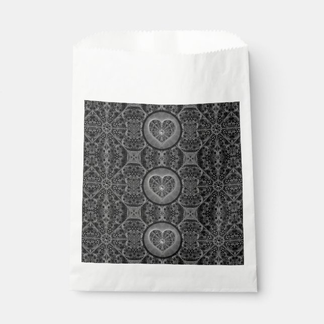 Ceramic Lace Black Favour Bags (Front)