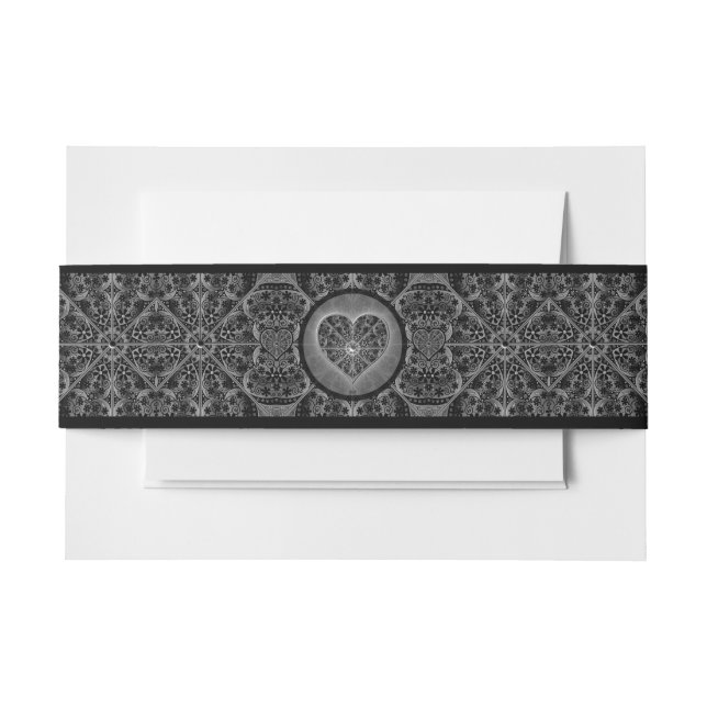 Ceramic Lace Black Invitation Belly Band (Front Example)