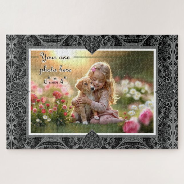 Ceramic lace Black Jigsaw Puzzle (Horizontal)