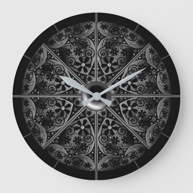 Ceramic Lace Black Large Clock (Front)