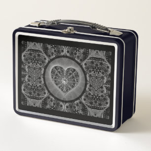 Ceramic Lace Black Metal Lunch Box