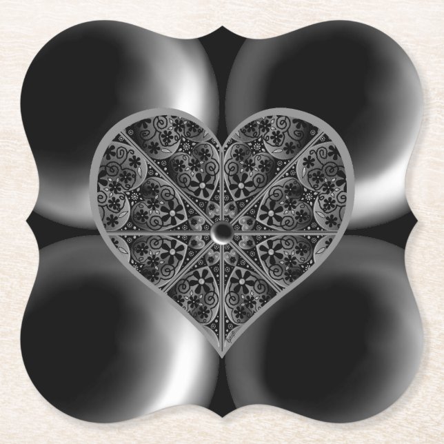 Ceramic Lace Black Paper Coaster (Front)