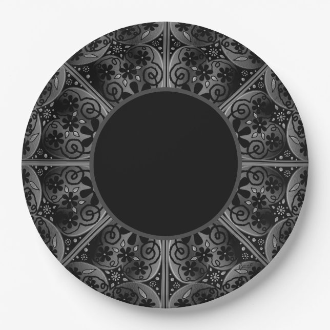 Ceramic Lace Black Paper Plate (Front)