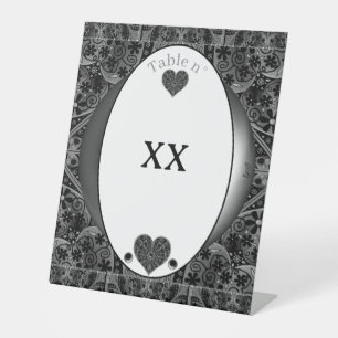 Ceramic Lace Black Pedestal Sign