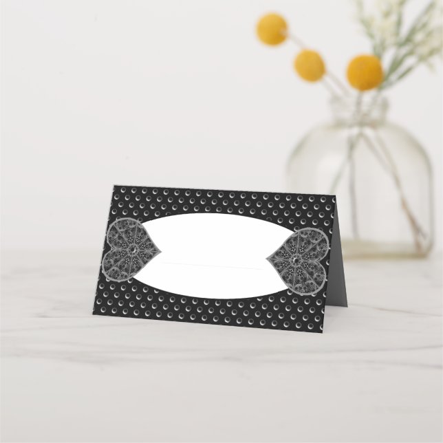Ceramic Lace Black Place Card (Front)