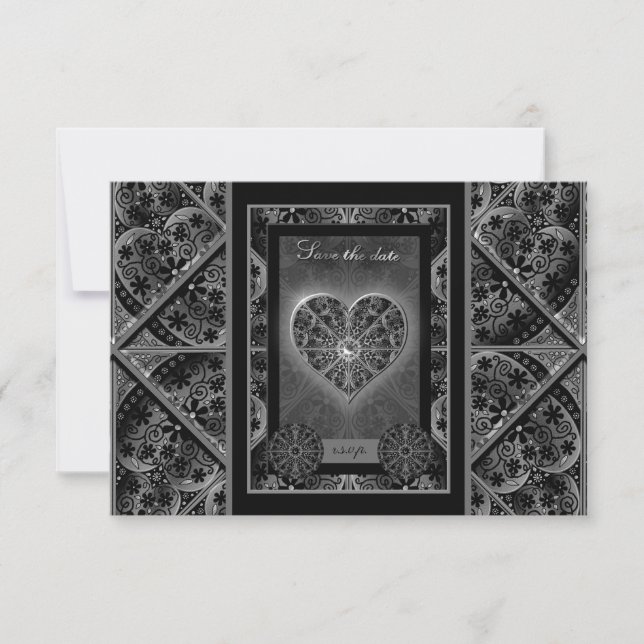 Ceramic lace Black RSVP Card (Front)