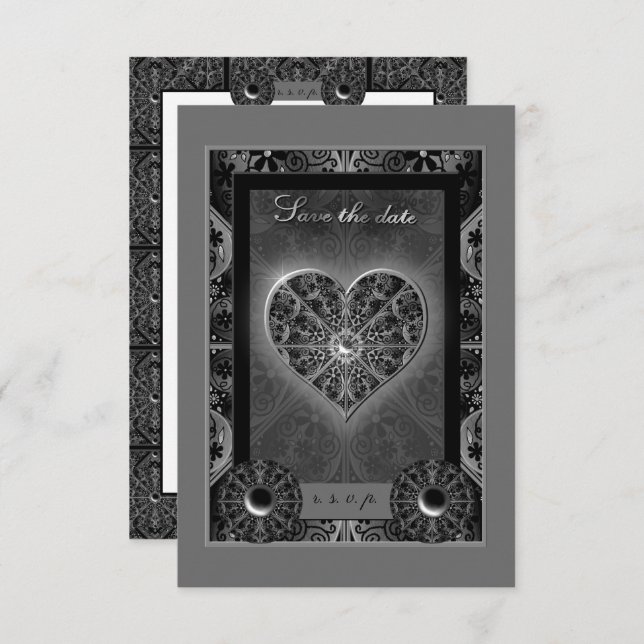 Ceramic lace Black RSVP Card (Front/Back)