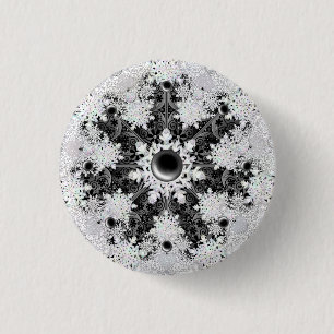 Ceramic lace black & snowflake 3 cm round badge